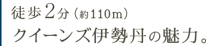 徒歩2分（約110m）クイーンズ伊勢丹の魅力。