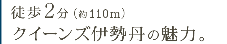 徒歩2分（約110m）クイーンズ伊勢丹の魅力。