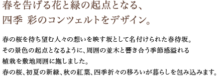 �t��������ԂƗ΂̋N�_�ƂȂ�A�l�G �ʂ̃R���c�F���g���f�U�C���B